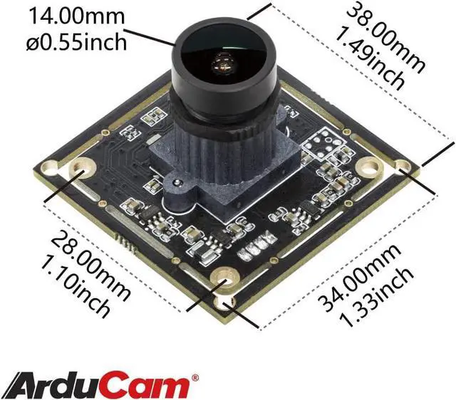 Alt view image 2 of 6 - Arducam 1080P Low Light WDR Ultra Wide Angle USB Camera Module for Computer, 2MP CMOS IMX291 160 Degree Fisheye Mini UVC USB2.0 Webcam Board with Microphone, 3.3ft Cable for Windows Linux Mac OS