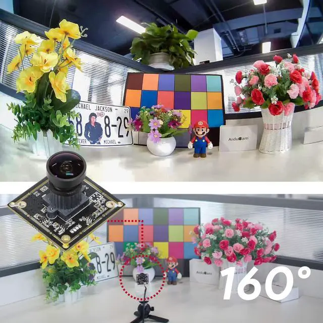 Alt view image 6 of 6 - Arducam 1080P Low Light WDR Ultra Wide Angle USB Camera Module for Computer, 2MP CMOS IMX291 160 Degree Fisheye Mini UVC USB2.0 Webcam Board with Microphone, 3.3ft Cable for Windows Linux Mac OS