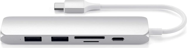 Alt view image 2 of 6 - Satechi USB C Hub Slim Multiport Adapter V2 with 60W USB C PD, 4K HDMI (60Hz), Micro/SD Card Readers, USB 3.0 - for M2/ M1 MacBook Pro/Air, M2/ M1 iPad Pro/Air, M2 Mac Mini, iMac M1 (Silver)