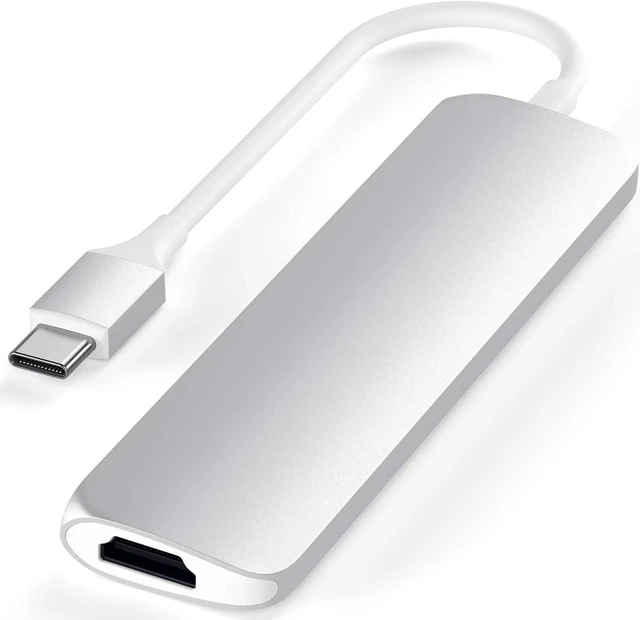 Alt view image 5 of 6 - Satechi USB C Hub Slim Multiport Adapter V2 with 60W USB C PD, 4K HDMI (60Hz), Micro/SD Card Readers, USB 3.0 - for M2/ M1 MacBook Pro/Air, M2/ M1 iPad Pro/Air, M2 Mac Mini, iMac M1 (Silver)