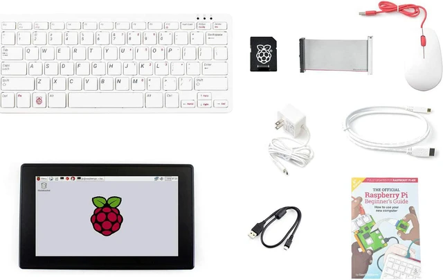 Main image of Waveshare Pi400 Kit Compatible with Raspberry Pi Bundle with 7inch HDMI Touch Display 1024×600 Pixels HDMI Port Up to 5-Point Capacitive Touch Support (9 Items)