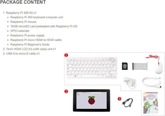 Alt view image 2 of 7 - Waveshare Pi400 Kit Compatible with Raspberry Pi Bundle with 7inch HDMI Touch Display 1024×600 Pixels HDMI Port Up to 5-Point Capacitive Touch Support (9 Items)