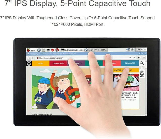 Alt view image 4 of 7 - Waveshare Pi400 Kit Compatible with Raspberry Pi Bundle with 7inch HDMI Touch Display 1024×600 Pixels HDMI Port Up to 5-Point Capacitive Touch Support (9 Items)