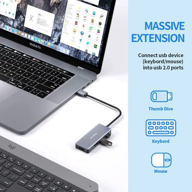 Alt view image 5 of 7 - USB to HDMI Adapter 5-in-1 USB hub 3.0 with HDMI 1080p for Extended Monitor PC Laptop Desktop 2 USB Ports SD and Micro SD Card Reader Support Windows MACOS