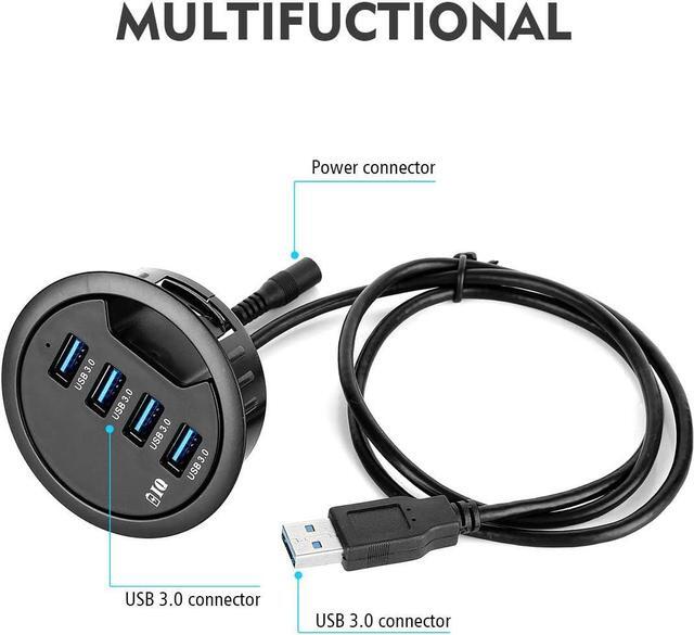 Alt view image 6 of 7 - WDX Grommet Hole in Desk USB 3.0 4 Port Hub/BC 1.2 USB Charger with 5V/2A Power Adapter for iPad/Tablet and iPhone/Smart Phones(AC Power Supply Included)