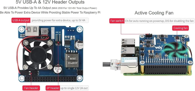 Alt view image 7 of 7 - Waveshare Power Over Ethernet Hat (Type C) for Raspberry Pi 3B+/4B 802.3af/at Power-Sourcing Equipment Required
