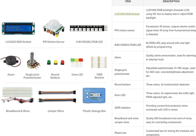 Alt view image 5 of 6 - Waveshare Basic Kit Compatible with Raspberry Pi Pico(Included) MicroPython Programming Learning Kit