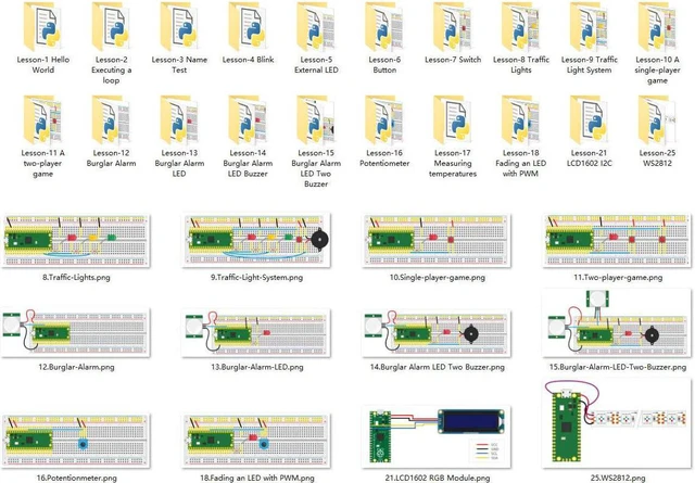 Alt view image 6 of 6 - Waveshare Basic Kit Compatible with Raspberry Pi Pico(Included) MicroPython Programming Learning Kit