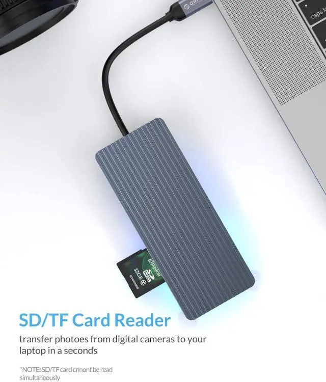 Alt view image 5 of 7 - USB C Hub, 7-in-1 USB C Adapter with 4K HDMI, 100W PD, SD/TF Card Slot, 3 USB 3.0 Data Ports for MacBook Air/Pro, XPS, Pixelbookand More Type C Laptop\u2026