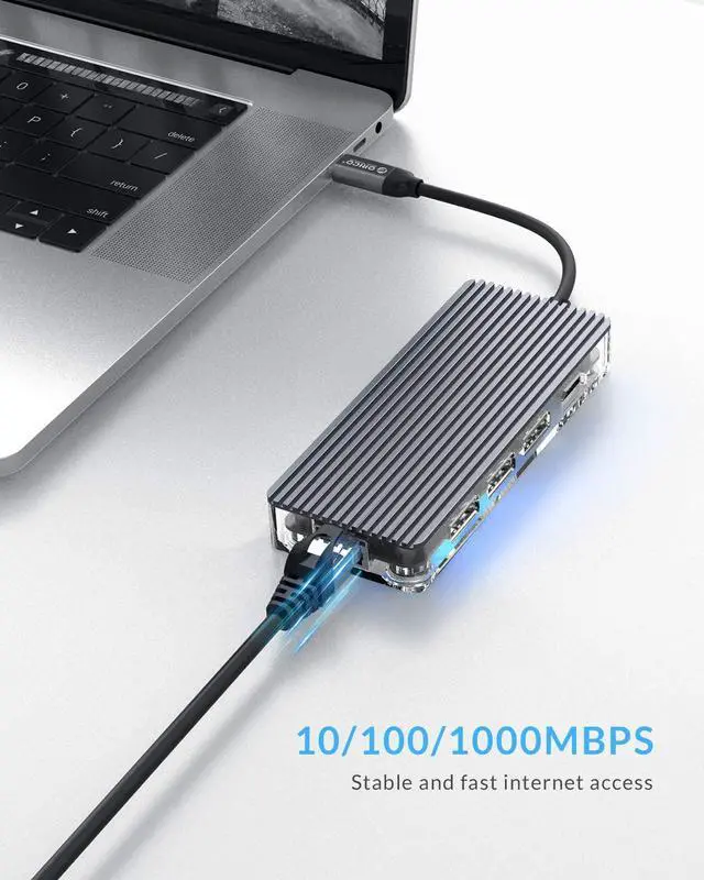 Alt view image 6 of 7 - USB C Hub, 6-in-1 USB C Adapter with 4K HDMI, 100W PD, Ethernet, 3 USB 3.0 Data Ports for MacBook Air/Pro, XPS, Pixelbookand More Type C Laptop\u2026