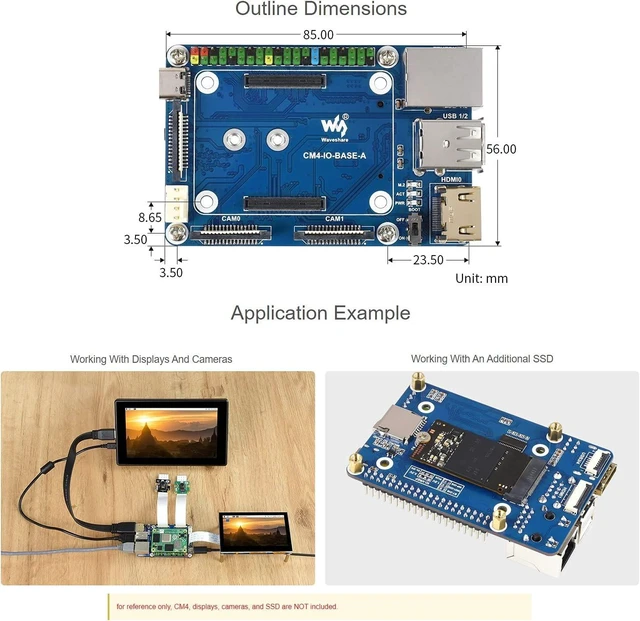 Alt view image 6 of 7 - Waveshare Mini Base Board (A) Designed for Raspberry Pi Compute Module 4 Suitable for Evaluating The Raspberry Pi CM4 Or Being Integrated Into End Products