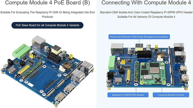 Alt view image 5 of 7 - Waveshare Compute Module 4 IO Board with PoE Feature (Type B) Suitable for Variants of CM4 Compatible with Raspberry Pi