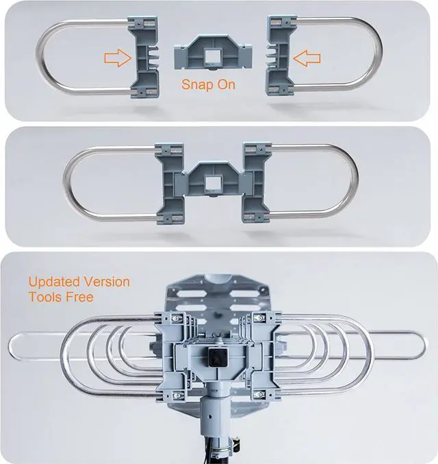Alt view image 3 of 7 - McDuory Outdoor 150 Miles Digital TV Antenna 360 Degree Rotation Amplified HDTV Antenna -Support 2 TVs-UHF/VHF/1080P/4K - Infrared Remote - 40 feet RG6 Cable and Mounting Pole Included
