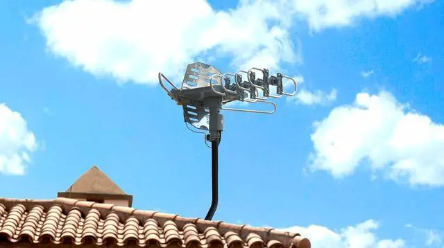 Alt view image 7 of 7 - McDuory Outdoor 150 Miles Digital TV Antenna 360 Degree Rotation Amplified HDTV Antenna -Support 2 TVs-UHF/VHF/1080P/4K - Infrared Remote - 40 feet RG6 Cable and Mounting Pole Included