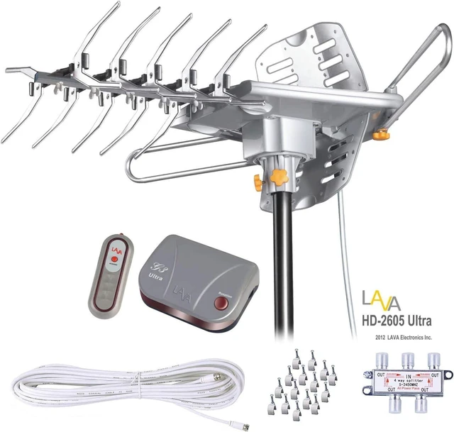 Main image of LAVA HD2605 Outdoor HD TV Antenna Remote Controlled Rotation Long Range 4K TV Installation Kit