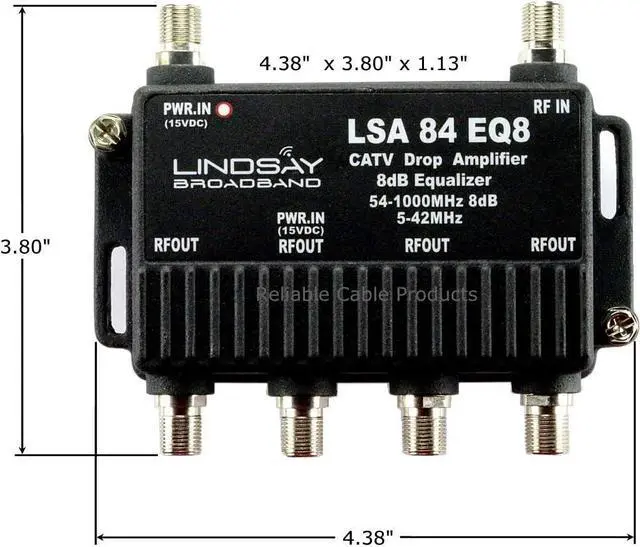 Alt view image 3 of 3 - 4-Port Cable TV/Antenna/HDTV/Internet Digital Signal Amplifier/Booster/Splitter/Equalizer with Passive Return, F59 Terminators (Lindsay LSA84-EQ8), Welcome to consult