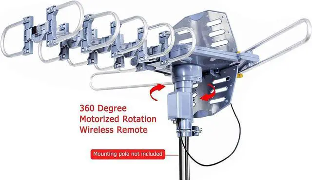Alt view image 3 of 7 - PBD Outdoor Digital HD TV Antenna 150 Miles Motorized 360 Degree Rotation with 40FT RG6 Coax Cable - UHF/VHF / 1080P / 4K Snap-On Installation, Welcome to consult