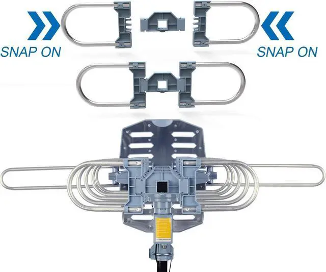 Alt view image 4 of 7 - PBD Outdoor Digital HD TV Antenna 150 Miles Motorized 360 Degree Rotation with 40FT RG6 Coax Cable - UHF/VHF / 1080P / 4K Snap-On Installation, Welcome to consult