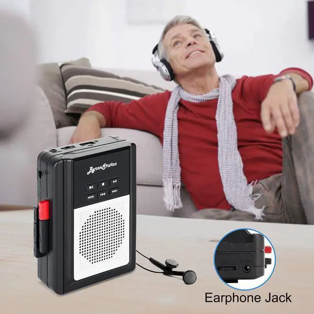 Alt view image 2 of 7 - Xiaogan Portable Cassette Players, Walkman Cassette Player Convert to MP3 WAV by USB Flash, Built-in Mic and Speaker Belt Clip Earbud Included 2 AA Battery