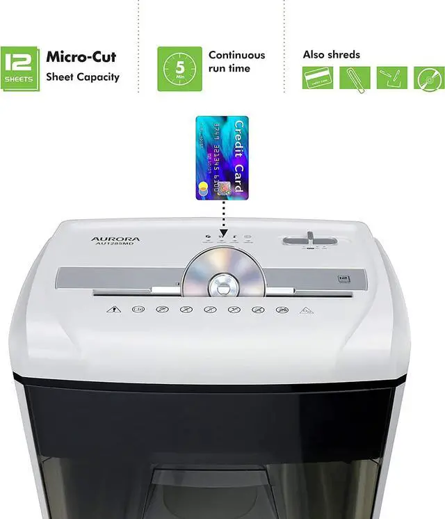 High Security JamFree AU1000MA 10-Sheet Micro-Cut Paper / CD / Credit