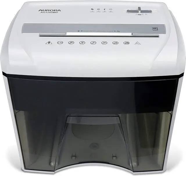 Alt view image 6 of 7 - AU1285MD Compact Desktop-Style High Security 12-Sheet Micro-Cut Paper and CD/Credit Card/Junk Mail Pullout Basket Shredder, White/Black