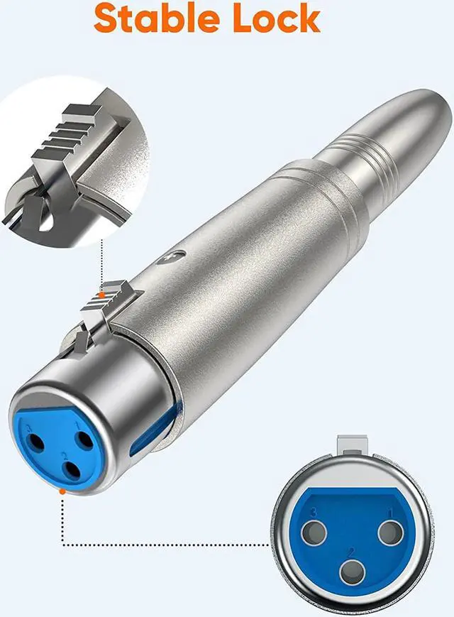 Alt view image 3 of 7 - CableCreation XLR 3 Pin Female to 1/4" 6.35mm Female Socket Audio Adapter, Silver