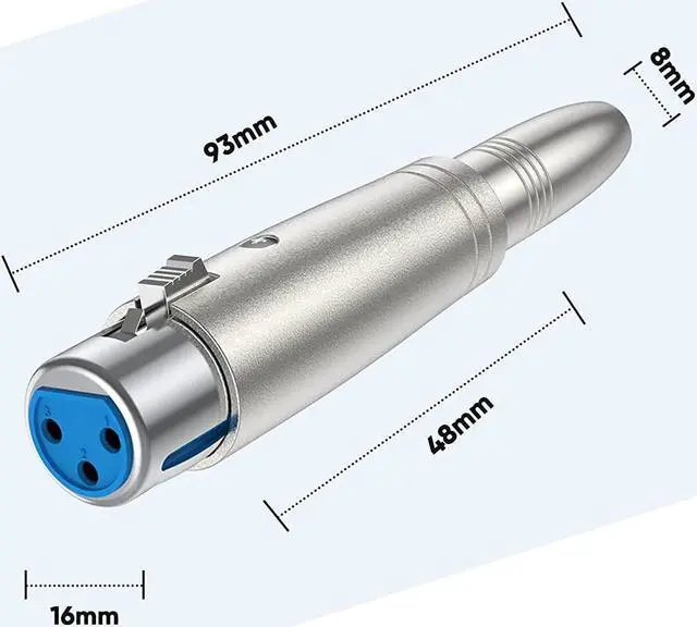 Alt view image 5 of 7 - CableCreation XLR 3 Pin Female to 1/4" 6.35mm Female Socket Audio Adapter, Silver