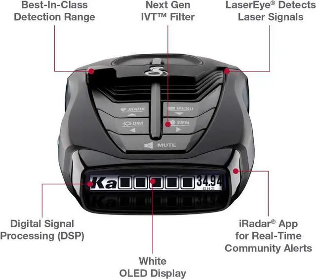 Alt view image 6 of 6 - RAD 480i Laser Radar Detector C Long Range Detection Bluetooth iRadar App LaserEye Front and Rear Detection Next Gen IVT Filtering Black