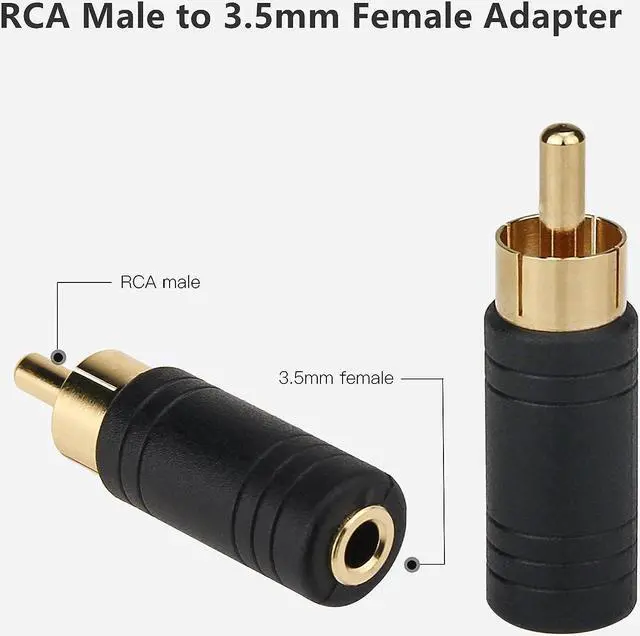 Alt view image 2 of 6 - RCA Male to 3.5mm Female Adapter 2 Pack RCA Plug to 1/8 Female Mono Jack Audio Connector Converter Gold Plated UIInosoo for Receiver Subwoofer Speaker Audio Equipment