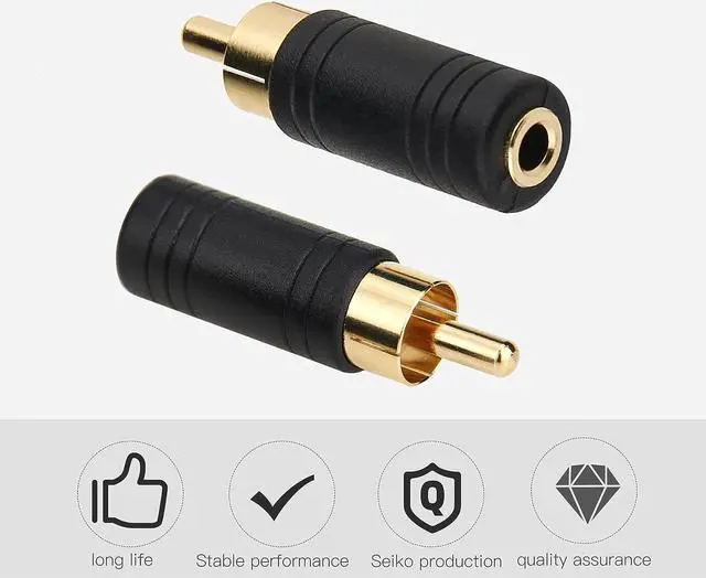 Alt view image 5 of 6 - RCA Male to 3.5mm Female Adapter 2 Pack RCA Plug to 1/8 Female Mono Jack Audio Connector Converter Gold Plated UIInosoo for Receiver Subwoofer Speaker Audio Equipment