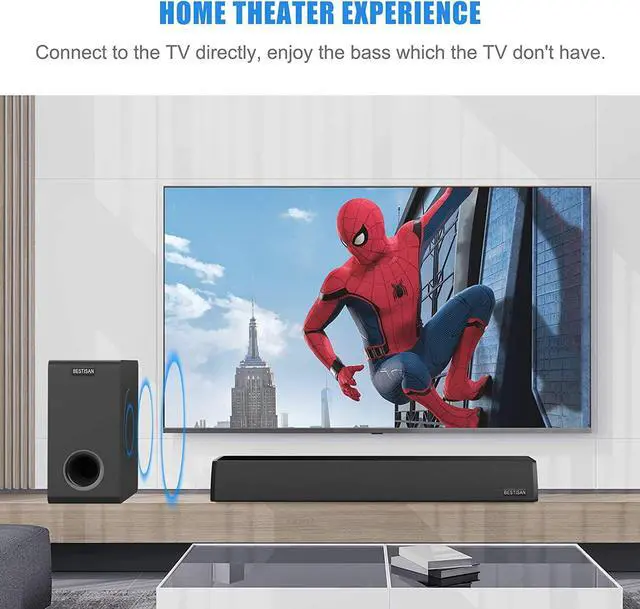 Alt view image 5 of 7 - BESTISAN Powered 6.5 Home Audio Subwoofer, Deep Bass Response Subwoofers in Compact Design, Easy Setup with Home Theater Systems, TV, Speakers, RCA, Black
