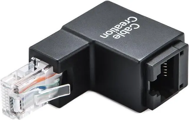 Alt view image 2 of 7 - Ethernet Adapter, CableCreation Cat5e/Cat6 Up Angle Ethernet Adapter, 90 Degree and 270 Degree RJ45/ 8P8C Ethernet Female to RJ45/ 8P8C Male Adapter