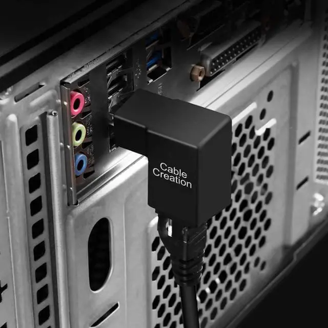 Alt view image 5 of 7 - Ethernet Adapter, CableCreation Cat5e/Cat6 Up Angle Ethernet Adapter, 90 Degree and 270 Degree RJ45/ 8P8C Ethernet Female to RJ45/ 8P8C Male Adapter