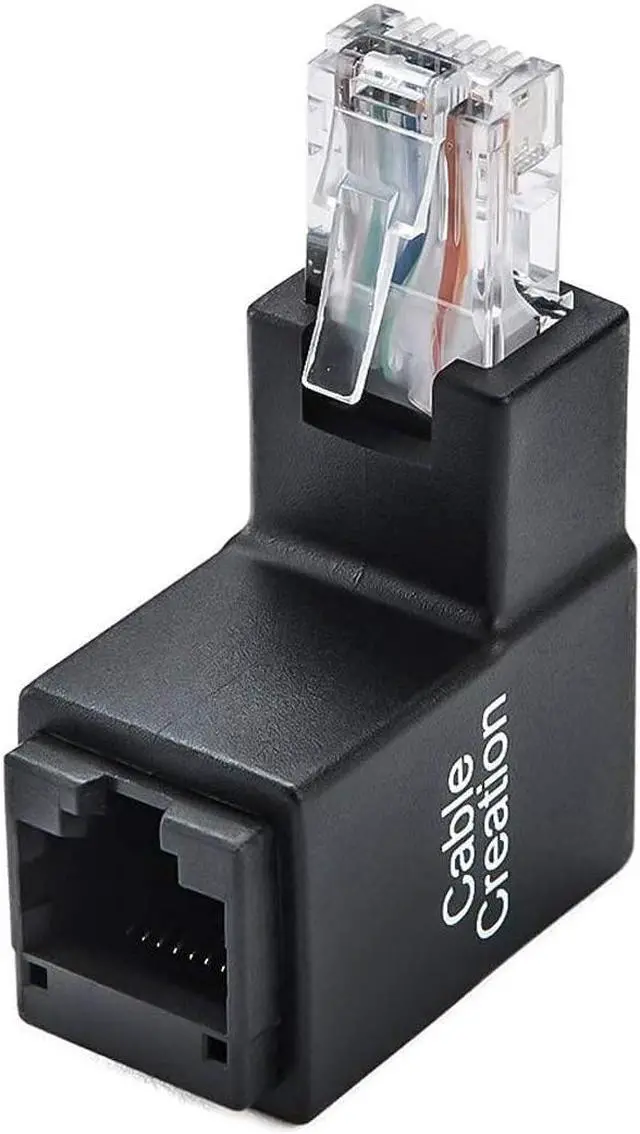 Alt view image 2 of 6 - 2 Pack Ethernet Adapter, CableCreation Cat5e/Cat6 Up Angle Ethernet Adapter, 90 Degree and 270 Degree RJ45/ 8P8C Ethernet Female to RJ45/ 8P8C Male Adapter