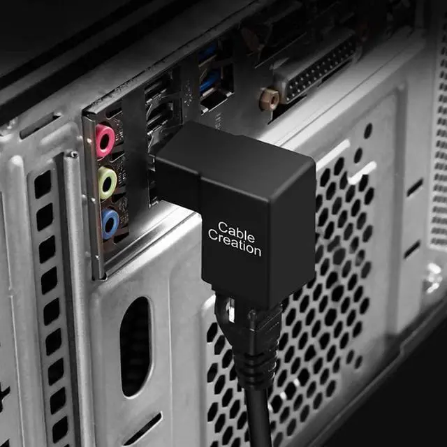 Alt view image 4 of 6 - 2 Pack Ethernet Adapter, CableCreation Cat5e/Cat6 Up Angle Ethernet Adapter, 90 Degree and 270 Degree RJ45/ 8P8C Ethernet Female to RJ45/ 8P8C Male Adapter