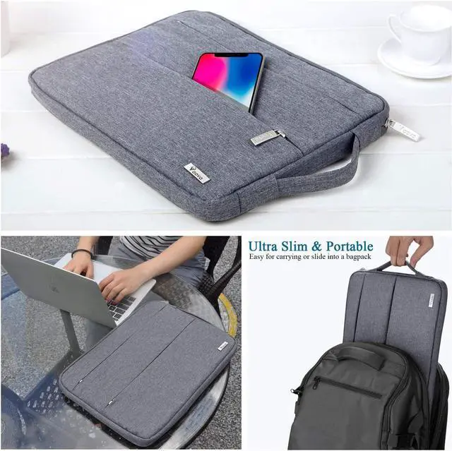 Alt view image 2 of 7 - Laptop Sleeve Carrying Case 13 13.3 14 Inch Compatible with MacBook Air 13 2020 M1/2022 M2 MacBook Pro 13/14 2021 Chromebook 14 Slim Computer Bag Cover with Handle Grey