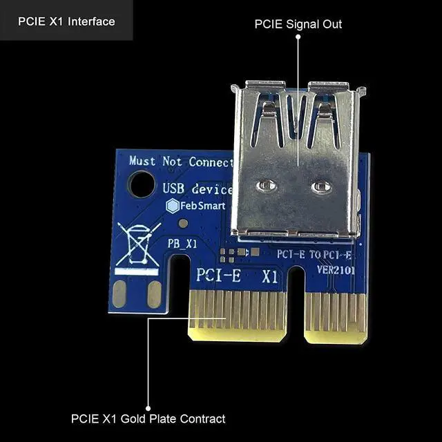 Alt view image 5 of 7 - PCI-E Riser for Bitcoin Litecoin ETH Coin Mining 6 PIN Powered PCIE Extension Cable GPU Riser Ethereum Mining ETH GPU Extension Cable PCIEX1 to PCIE X16 VER006C GPU Riser(Blue 6-PCS)