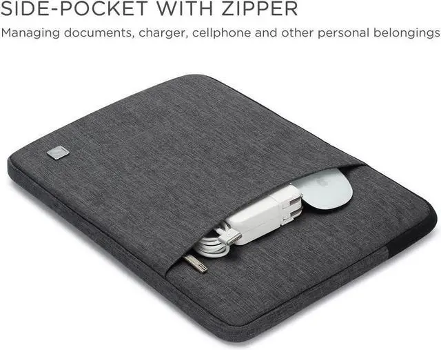 Alt view image 3 of 7 - NIDOO 13.3 Inch Laptop Sleeve Case Water Resistant Protective Cover Bag for 14.4" Surface Laptop Studio / 13.5" Surface Book 3 2/14" ThinkPad E14 / Yoga Slim 7i Pro X/HP EliteBook Acer Samsung