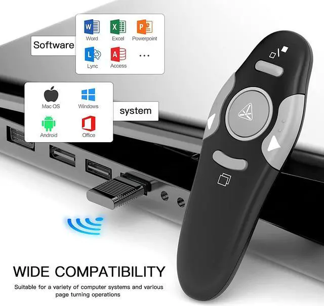 Alt view image 2 of 7 - Presentation Clicker Wireless Presenter Remote Clicker for PowerPoint Presentation Remote PPT PowerPoint Clicker Slide Clickers for Mac/Windows/Linux Computer/Laptop Google Slide/PPT/Keynote