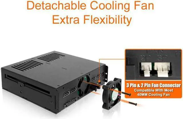 Alt view image 7 of 7 - 4 Bay 2.5" SAS/SATA HDD & SSD Hot Swap Cage for External 5.25" Bay | ExpressCage MB324SP-B
