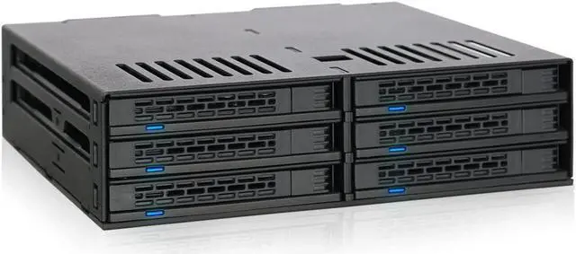 Main image of 6 Bay 2.5 SATA HDD / SSD Hot Swap Tool-Less Backplane Enclosure with Dual Cooling Fan for 5.25 Bay | ExpressCage MB326SP-B