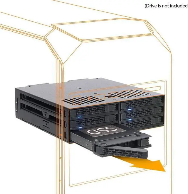 Alt view image 2 of 7 - 6 Bay 2.5 SATA HDD / SSD Hot Swap Tool-Less Backplane Enclosure with Dual Cooling Fan for 5.25 Bay | ExpressCage MB326SP-B