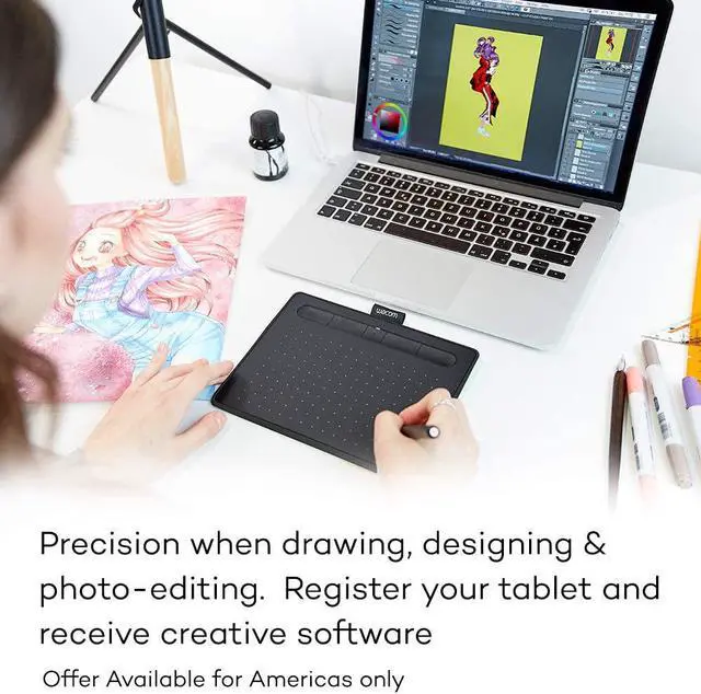 Alt view image 2 of 7 - Good Product Outlet Intuos Wireless Graphics Drawing Tablet for Mac, PC, Chromebook & Android (small) with Software Included - Black (CTL4100WLK0)