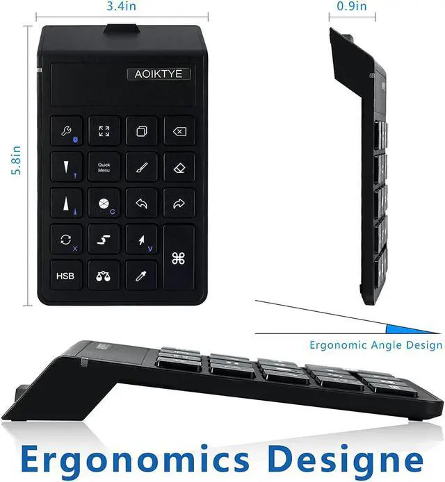 Alt view image 6 of 7 - Aoiktye 2 Wireless Keyboard for Procreate Bluetooth Shortcut Drawing Keyboard for iPad Graphics Tablet. USB Charging and Long Standby Time Procreate Keyboard-5.8 x 3.8 inches (Upgraded Black)