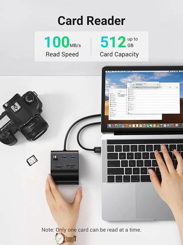 Alt view image 4 of 7 - UGREEN USB Card Reader USB 3.0 Hub 3 Ports with SD TF MS M2 Card Adapter and Phone Stand Dock Combo for iMac MacBook Pro Air Macbook Retina Mac Mini Windows Surface Pro IdeaPad PC LaptopTablet