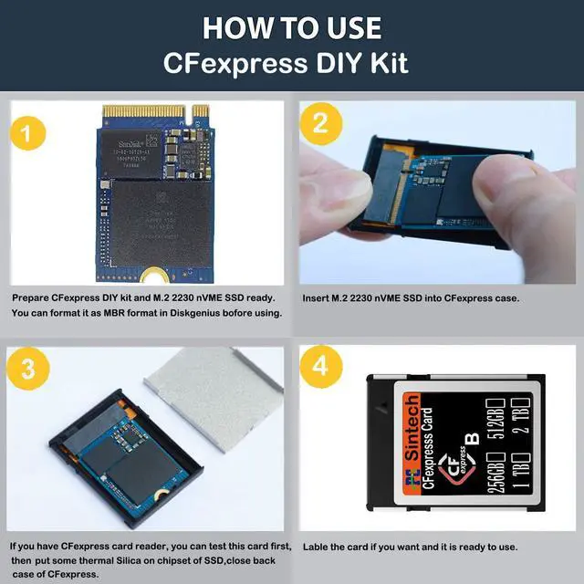 Alt view image 2 of 4 - CFexpress Type-B to NVME M.2 SSD Card,Compatible with Nikon PANASONIC Canon EOS Camera(Only Support 2230 nVME SSD) (Grey)