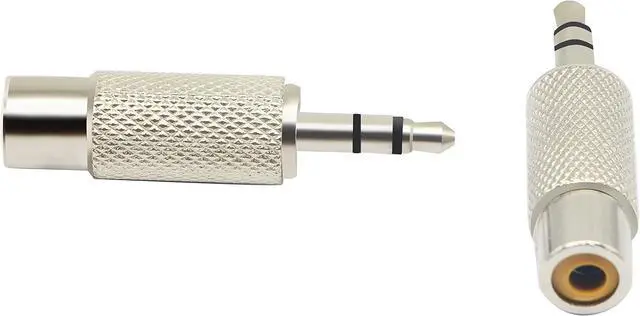 Alt view image 3 of 7 - RCA to 3.5MM Audio Adapter Metal 3.5mm (1/8 Inch) Stereo Plug Male to RCA Female Jack Adaptor Connector(Silver)(2 Packs 3-Pole)