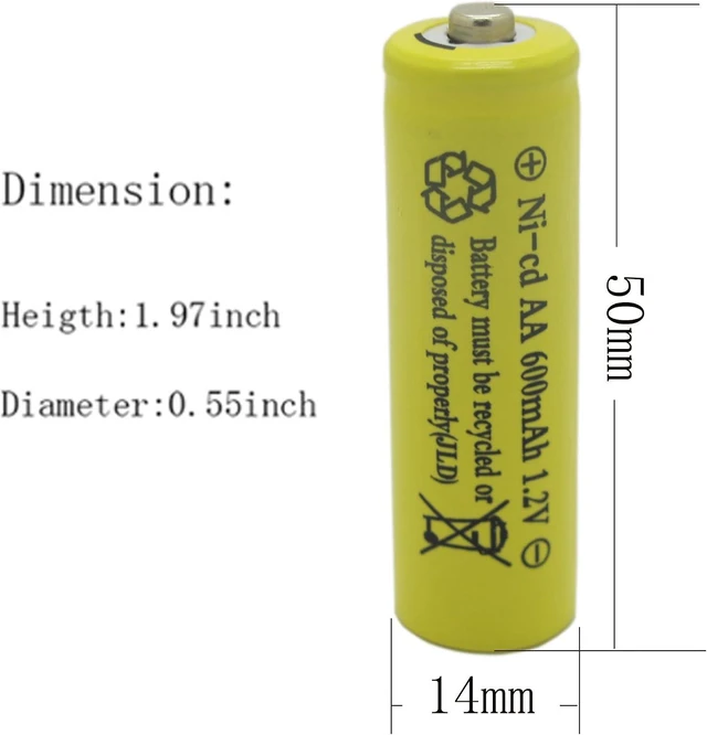 Alt view image 2 of 7 - AA Size NiCd AA 600mAh 1.2V Rechargeable Batteries for Solar Lamp Solar Light(20 PCS)