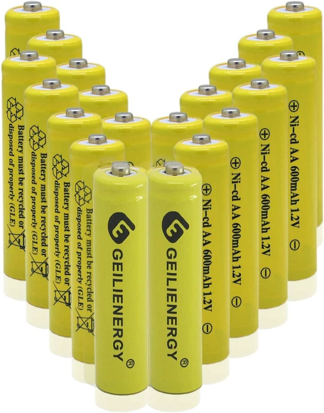 Main image of AA Size NiCd AA 600mAh 1.2V Rechargeable Batteries for Solar Lamp Solar Light(20 PCS)