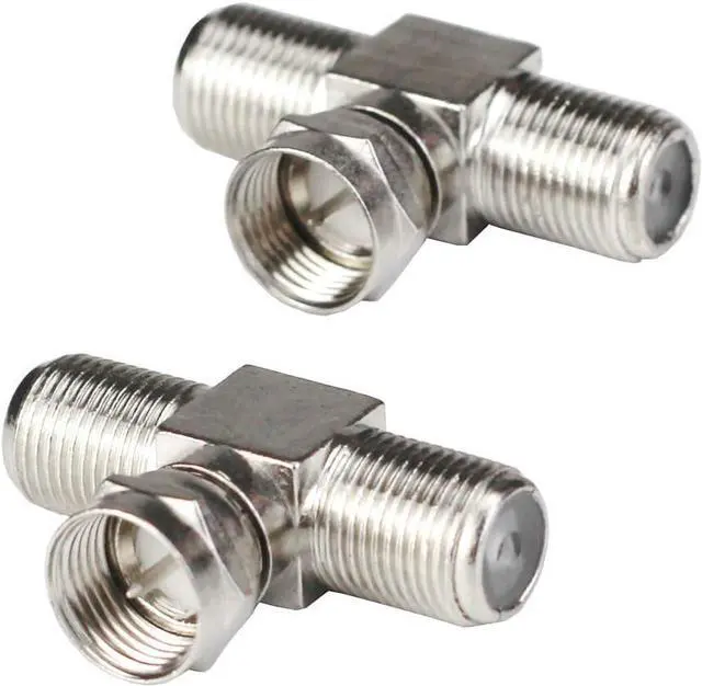 Main image of F-Type RG6 Coax Cable Splitter Combiner Adapter Connecter for TV Video Antenna Cable Satellite (2 Pack 3-Way F-Type Male to 2 Female)